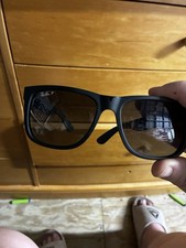 Ray-Ban Men  s Rectangle Sunglasses Black Plastic Frame Brown Tinted Lenses