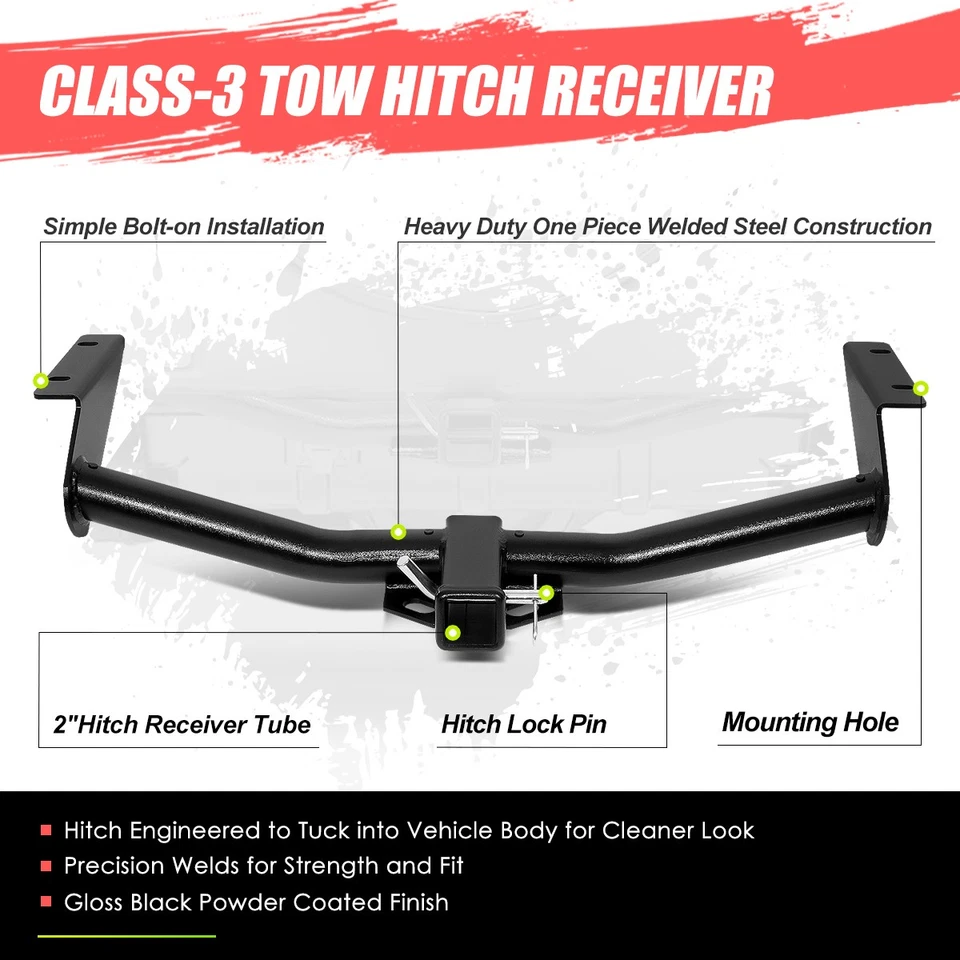 Class-3 Trailer Hitch Receiver Rear Bumper Towing Kit 2" for Jeep Liberty 02-07 - Image 2 of 4