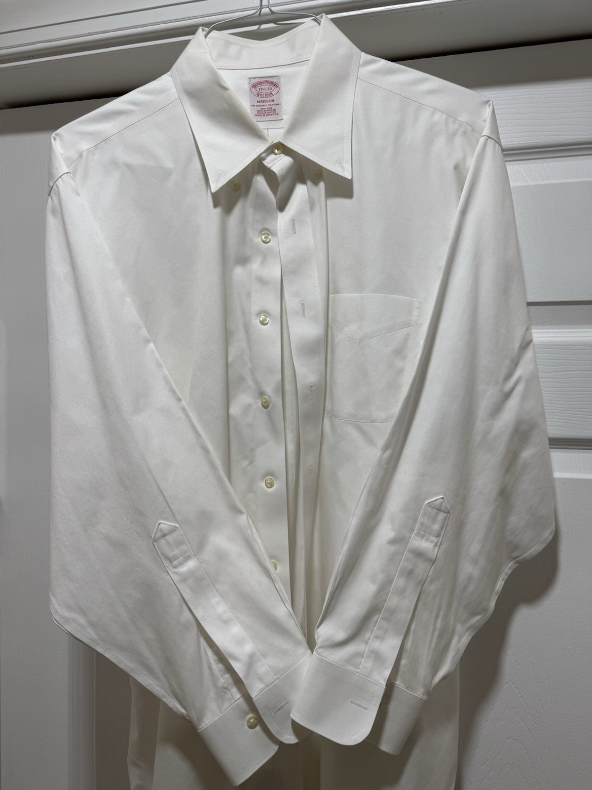Brooks Brothers Men's 346 White Cotton Dress Shirt 17.5-2/3