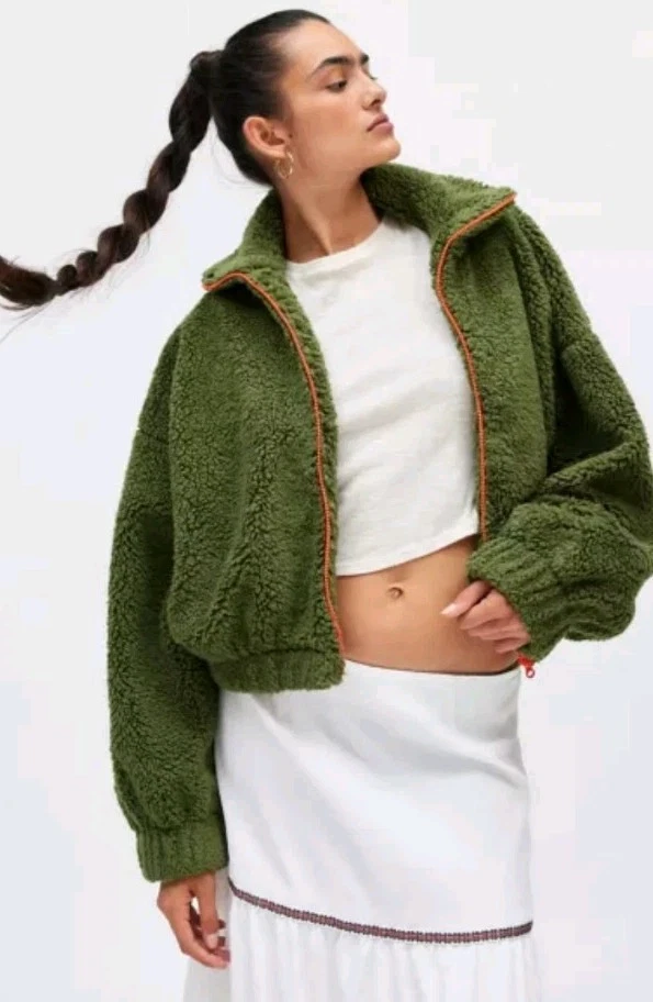 Chaqueta Kimchi Azul Snow Bunny Apilada Polar Cremallera Verde Oscuro XSMALL NUEVA CON ETIQUETAS Foto 3 de 4