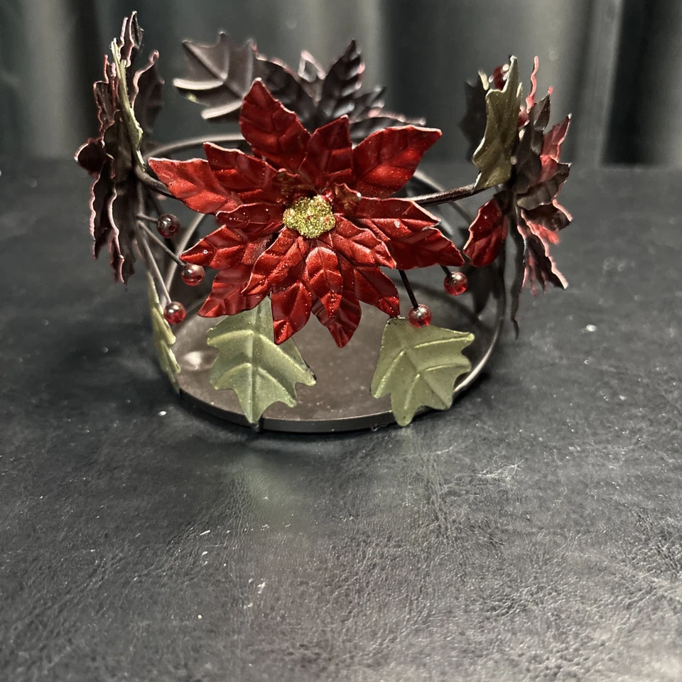 Candelabro de Navidad Sonoma rojo y dorado 3 mechas Foto 2 de 4