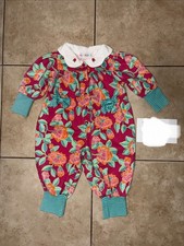 INFANT Vintage 1996 Winter Bouquet Gymboree Pink Floral Romper Rainbow Tag Poppy