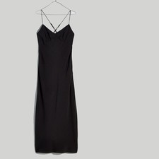 New Madewell Layton Midi Slip Dress Size 4 NK419 Black