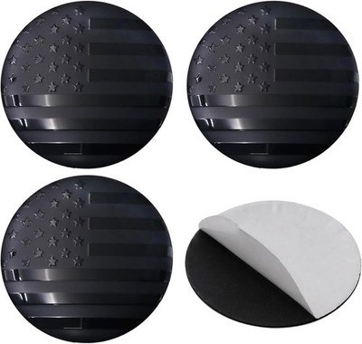 4x 56mm USA American Flag Style Metal Decal Car Wheel Center Caps Sticker,Black