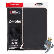 BCW Z-Folio 12-Pocket ZIPPER Album - Black - FREE SHIP