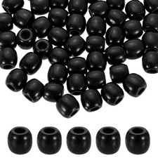 200Pcs Wooden Loose Beads Colored Round Pony Wood Beads for Crafts Black