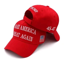 President Donald Trump 45-47 Hat 2024 Make America Great Again MAGA Red 🇺🇲