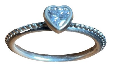 Pandora S925 ALE SS One Love CZ Heart Ring Sz 5.25 1.9g 190896CZ