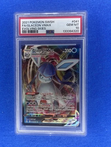 2021 Pokemon SWSH Evolving Skies #041 FA Glaceon VMAX PSA 10 GEM MINT