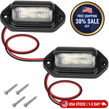 2 PCS White LED License Plate Light, 6-SMD Waterproof Tag Lights, 12V-24V DC Lam