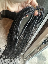 Prelooped Crochet Locs With Curly Human hair 24-26  Black