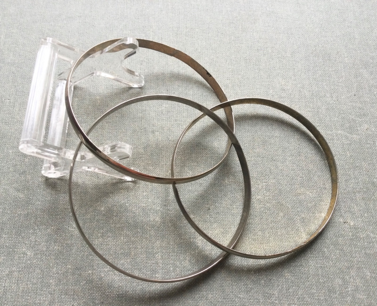 Triple  Interlocking Bangle Bracelets Silver/Gold… - image 1