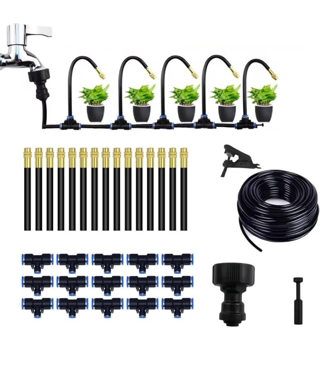 50Ft Drip Irrigation Kits Automatic Irrigation System, 360° Adjustable Garden Ir