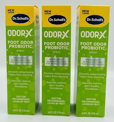 Lot of 3 Dr Scholls Odor X FootProbiotic Spray 4oz SpraySolution EliminatesOdors