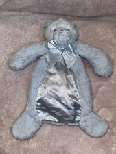 Bearington Baby Huggie Bear Pacifier Pet Blue Plush Satin security blanket Lovey