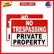 2 Pack No Trespassing Signs Private Property   10x7 Inch Rust-Free Aluminum, ...