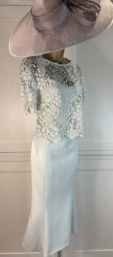 Vestido de novia Phase Eight UK 16 verde menta encaje capas madre novia carreras - Imagen 6 de 24