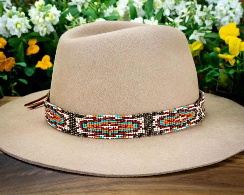 Western Seed Beaded Hat Band Fit Cowboy Hatband South West Multi Color Hat Band
Opens in a new windo