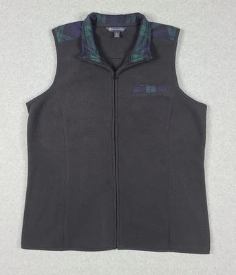 Brooks Brothers Fleece Vest Mens M Flannel Collar Full Zip Sleeveless Jacket - Image 1 of 4