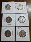 90% Silver Lot of 6  Quarters  , US Coins