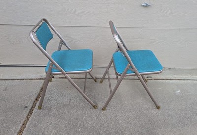 Vintage Set of 2 Samsonite Mid Century Modern Metal Folding Chairs