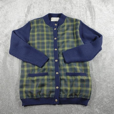 Alice Collins Jacket Womens Small Blue Green Tartan Plaid Wool Country Farm