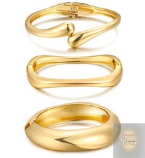 Chunky Gold Bangle Bracelets for Women, Dainty 14k Gold Plated Big Stackable ...