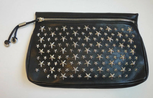 JIMMY CHOO Studs Black Clutch Bag leather Men's t-002 t17-4342