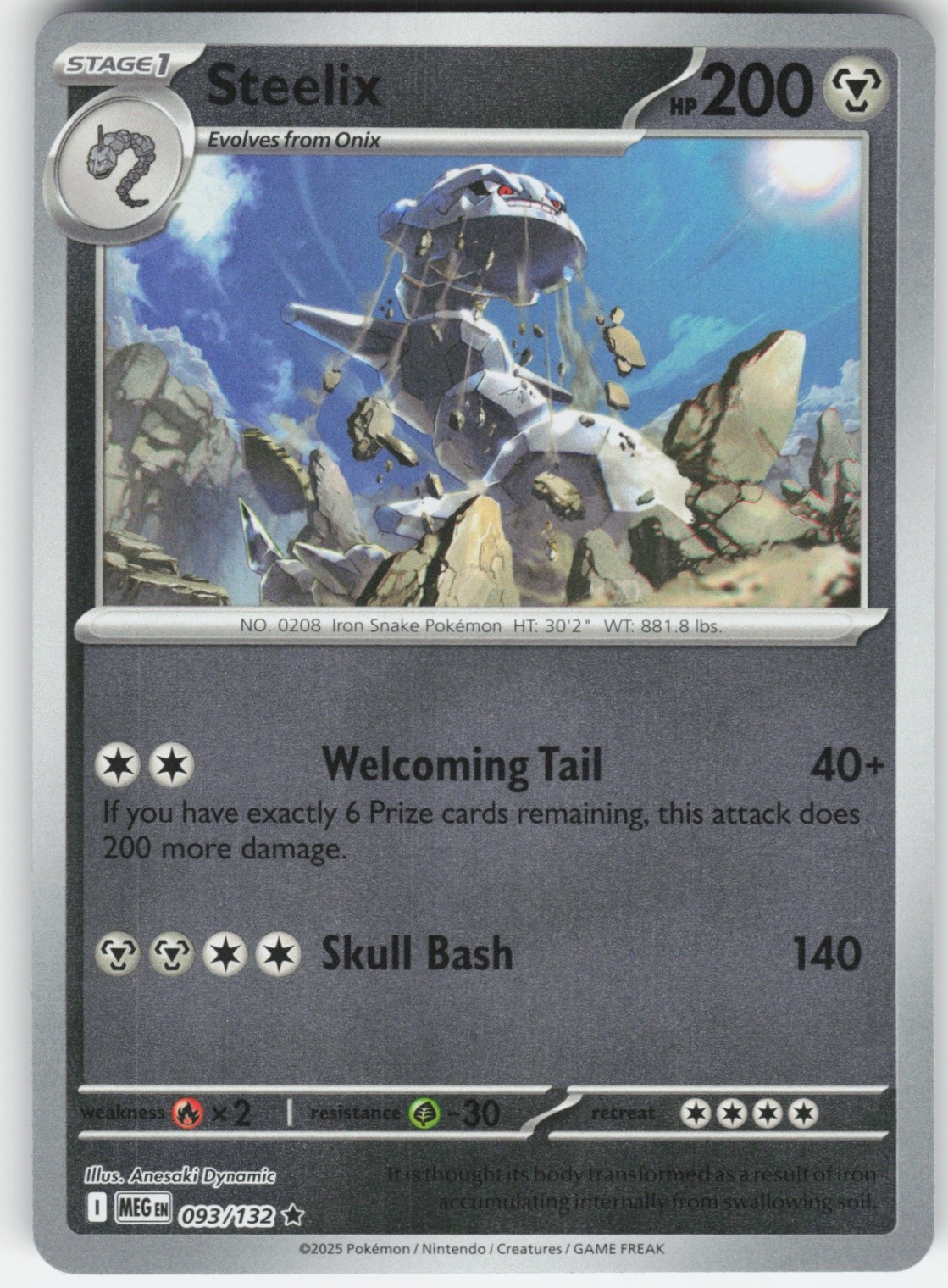 Steelix - Rare ME01: Mega Evolution 093/132 LP-NM (Reverse Holo)
