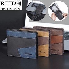 Men's Leather Bifold ID Card Holder Purse Wallet Billfold Handbag Slim Clutch