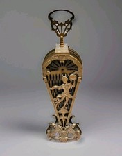 Antique Vintage Brass Peacock Fireplace Screen Folding Geisha Girl 