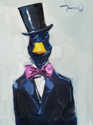 Fancy Duck Top Hat Art PRINT Painting by Collectible Artist 16x20 Canvas