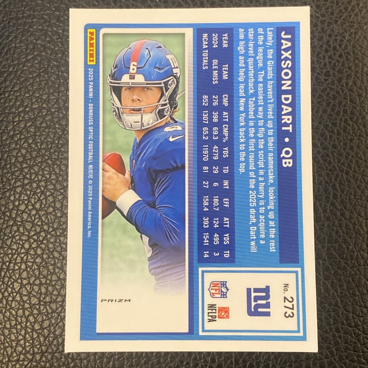 2025 Panini Donruss Optic - Rated Rookie Jaxson Dart #273 Purple