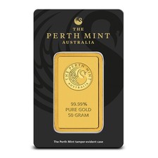 50 Gram Perth Mint Gold Bar (New w/ Assay) 4834.16 per troy oz