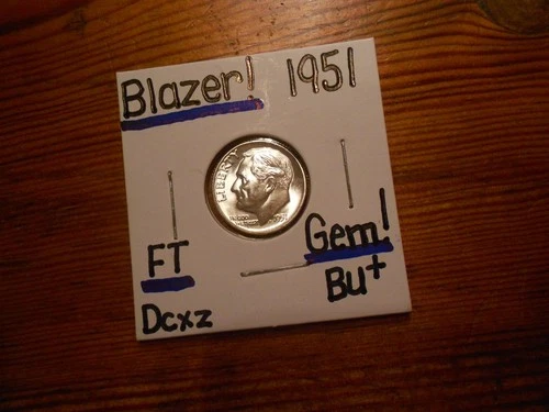 1951 Roosevelt Dime Gem BU+ BLAZER!!! Full Torch!!! LOOOOOOOOOK!!!!!!