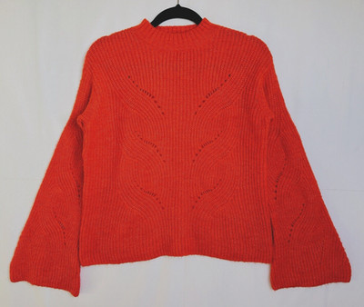 Mango Pullover Damen Gr. S tieforange Glocken Langarm Pulli Sweater