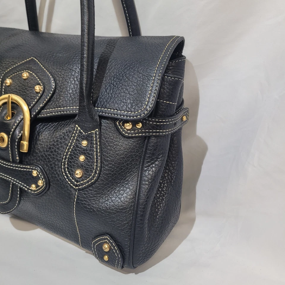 BOLSO DE MANO VINTAGE MAXX NY CUERO NEGRO DORADO Foto 4 de 4