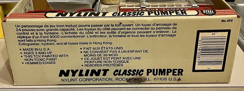 🏁 NYLINT VINTAGE CLASSIC RESCUE PUMPER #875 FIRE DEPARTMENT F9000 🏁 - Image 3 of 4
