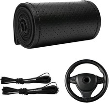 Stitch Steering Wheel Cover, Leather Steering Wheel Wrap with Needle and Thread,