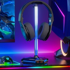 RGB Headphone Stand with 2 USB 2.0 Ports Charging Extender PC Gamer Holder