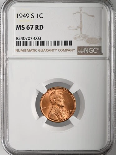1949-S  1C LINCOLN WHEAT CENT "SAN FRANCISCO MINT" NGC MS67 RD (RED)#8340707-003