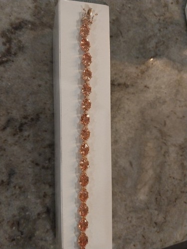 Morganique Quartz (Triplet) Link Bracelet/18KVermeil RGold/Sterling,Sz 7.25 OR8" - Picture 2 of 15