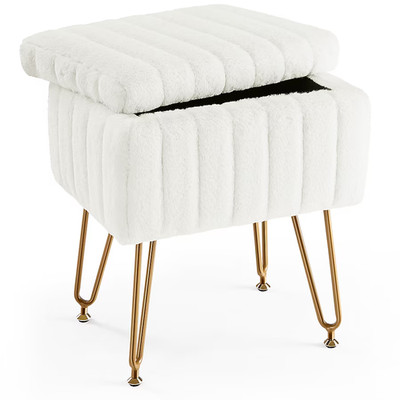 GZMR 18.8-in H White Irregular Makeup Vanity Stool