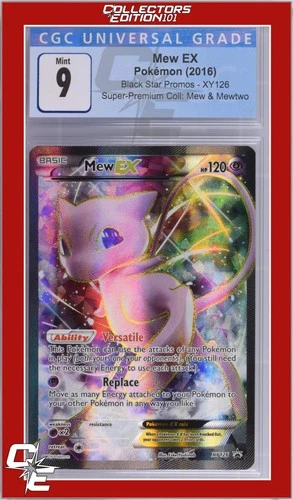 XY Black Star Promo Mew EX XY126 Super-Premium Coll: Mew & Mewtwo CGC 9