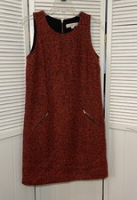 Ann Taylor Loft Womens Dress 4T Wool Blend Rust Red Sleeveless Sheath NWT