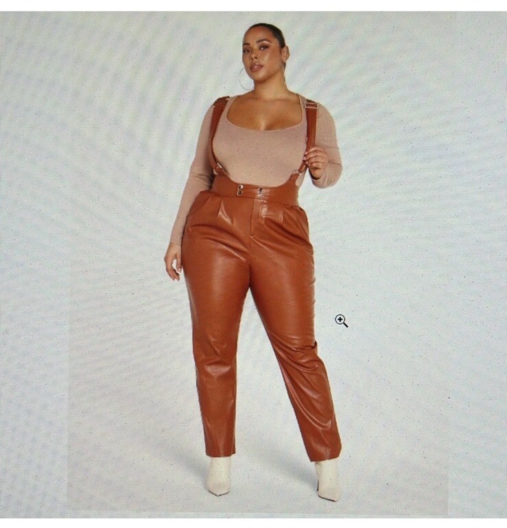 Amelia Faux Leather Suspender Pants, FTF SIZE 2, plus size 18/20