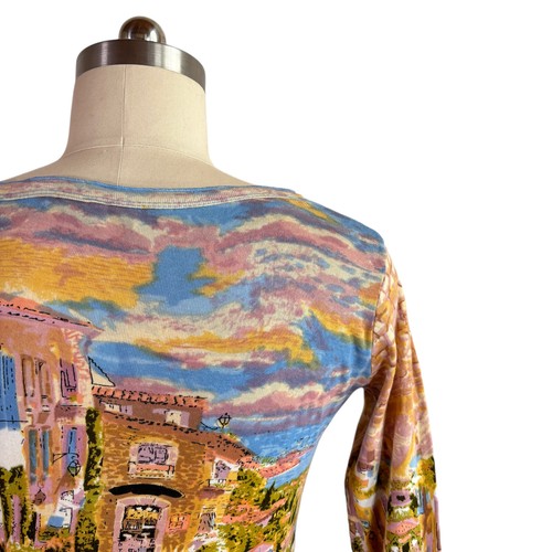 Y2k malerisches Ferienhaus beschnitten Baumwolle Strick Top L Fee Pailletten Ernte Vintage Vintage Vintage Vintage - Bild 6 von 6