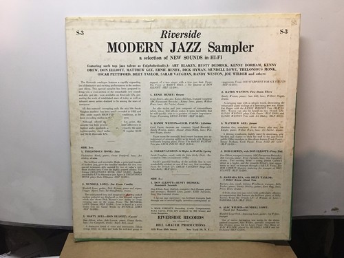 THELONIOUS MONK & Riverside Artists - Modern Jazz Sampler ~ RIVERSIDE S-3 {dg} - Picture 2 of 4