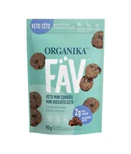 Organika FAV Keto Mini Cookies Double Chocolate Flavor Low Sugar Healthy 90g NEW