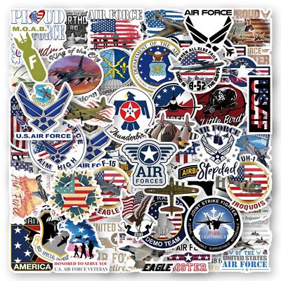 100Pcs US Air Force Stickers for Kid Water Bottle Laptop Waterproof Scrapbooking